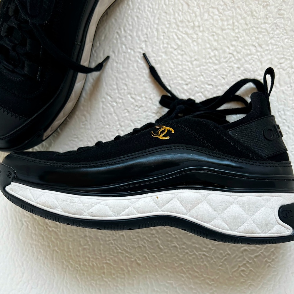CHANEL Black and White Sneakers